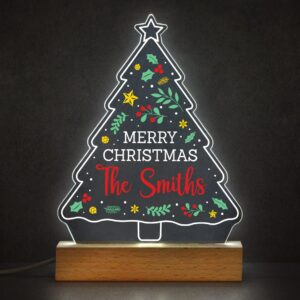 Personalised Acrylic Christmas Welcome Light, Christmas Tree LED Lamp, Light Up Family Sign, Christmas Light Decoration, Family Name
